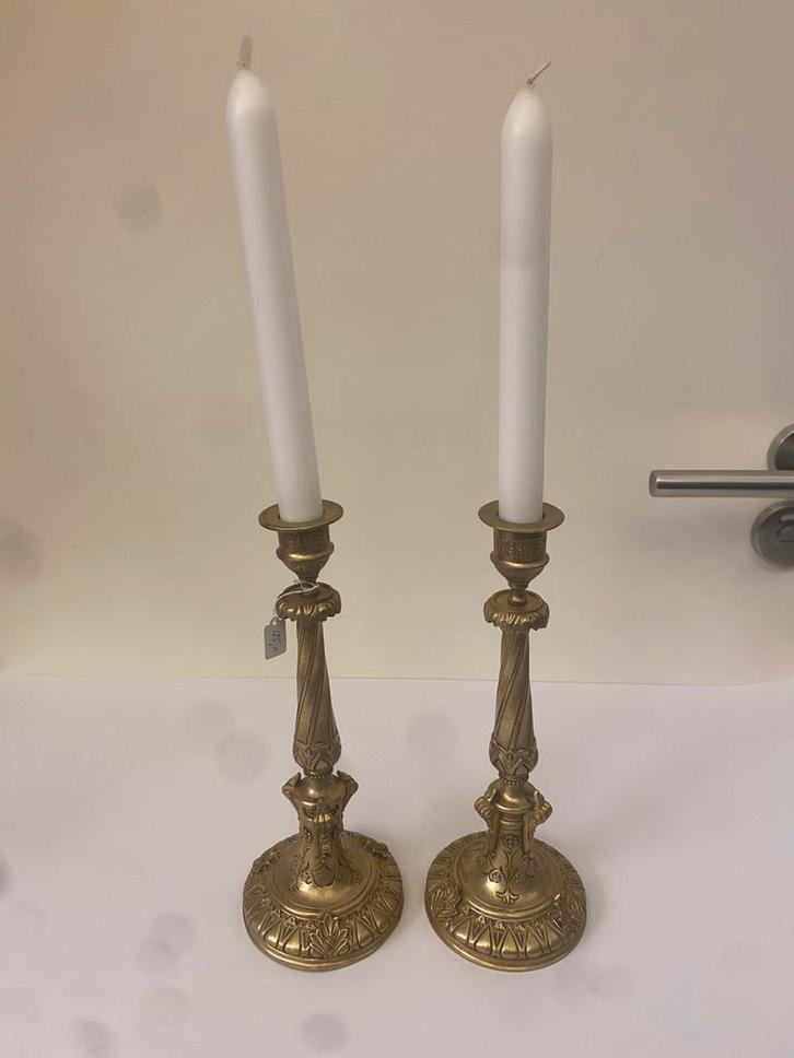 Antieke Franse Art Nouveau Bronzen Kandelaar Set., Antiek en Kunst, Antiek | Kandelaars, Ophalen of Verzenden