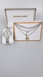Excellance horlogeset voor dames + 3 kettingen - nieuw, Overige merken, Staal, Staal, Polshorloge