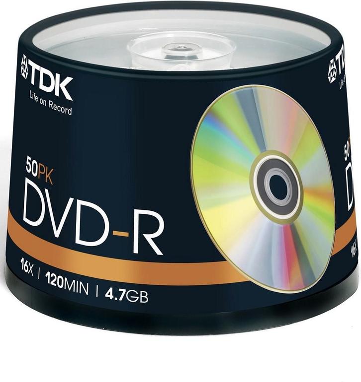 50x TDK DVD-R 16x Speed 120Min 4.7GB opneembare media dvd's, Computers en Software, Beschrijfbare discs, Nieuw, Dvd, Ophalen of Verzenden