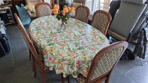 eettafel met 6 stoelen Kersenhout, Huis en Inrichting, Tafels | Eettafels, Zo goed als nieuw, 100 tot 150 cm, 150 tot 200 cm, Vijf personen of meer