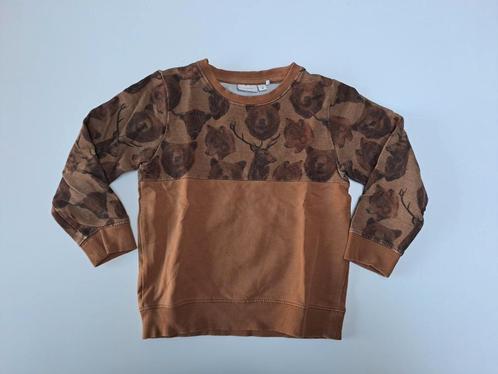 Mt 98 Bruine sweater met beren, herten en wolven, Kinderen en Baby's, Kinderkleding | Maat 98, Gebruikt, Jongen of Meisje, Trui of Vest