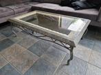 Salontafel in natuursteen met glas, Ophalen, Gebruikt, Rechthoekig, Glas
