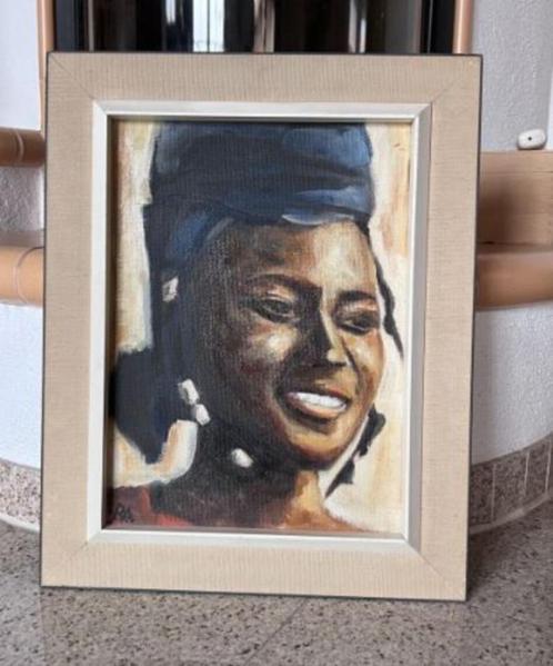 vintage portret Yoruba meisje 1964 Nigeria, Antiek en Kunst, Kunst | Schilderijen | Klassiek, Ophalen of Verzenden