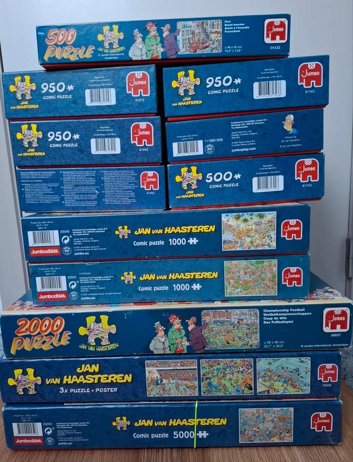 Puzzels Jan van Haasteren 500 tot 5000 stuks., Hobby en Vrije tijd, Denksport en Puzzels, Zo goed als nieuw, Ophalen of Verzenden