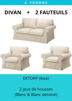 Ensemble de salon : 1 divan + 2 fauteuils IKEA Erktop + hous, Enlèvement, Utilisé, Tissus