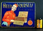 Antieke litho sigarettendoos - HELP YOURSELF, Fancy, Verzenden, Gebruikt, Tabaksdoos of Verpakking