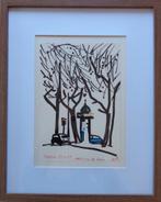 ONLEESBAAR / BOMEN IN DE STAD / ORIGINEEL / 50x40cm / KADER, Ophalen of Verzenden