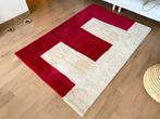 Vintage red and white 'E' block letter wool rug 1.70 x 2.40, Gebruikt, Ophalen, Tapijt