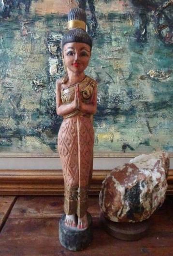 Statue de bienvenue thaïlandaise, Sawadee. Bois, Enlèvement ou Envoi