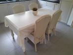 Mooie landelijke tafel met 4 rieten stoelen, Huis en Inrichting, Tafels | Eettafels, Ophalen, Zo goed als nieuw, Glas