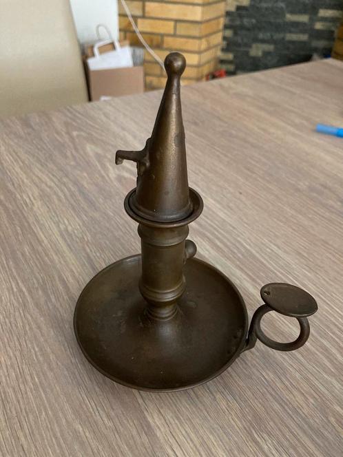 Antieke kaarsenhouder, kamerstok met snuffelfunctie HTF, Antiek en Kunst, Antiek | Brons en Koper, Ophalen of Verzenden