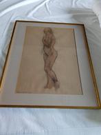 Tekening Robert Van Cauwenberghe : Naakte staande vrouw 1928, Antiek en Kunst, Ophalen