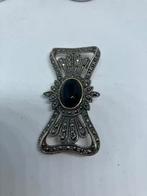 Vintage zilveren broche met onyx, Handtassen en Accessoires, Broches, 4 tot 7 cm, Verzenden, Nieuw, Met edelsteen