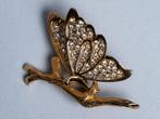 Fantasiebroche uit de jaren 50 "vlinder op tak", Verzenden, Minder dan 4 cm, Zo goed als nieuw, Goud