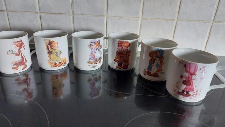 6 vintage mokken van Sarah Kay, Maison & Meubles, Cuisine | Vaisselle, Utilisé, Tasse(s) et/ou soucoupe(s), Autres styles, Céramique