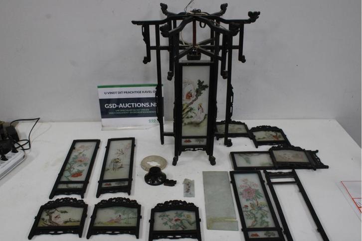 Aziatische Glas-In-Lood Lamp, Antiek en Kunst, Antiek | Verlichting