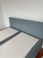 Tweepersoons boxspring grijsblauw 180x200 met topper, Ophalen, Mat stof, Tweepersoons, 180 cm