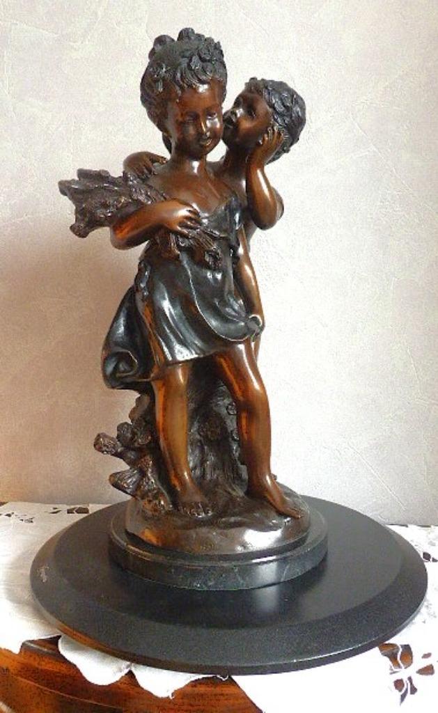 Bronzen sculptuur August Moreau, Antiek en Kunst, Antiek | Brons en Koper, Koper, Ophalen of Verzenden