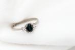 Bague ancienne argentée avec pierre noire, Ophalen of Verzenden, Zilver, Ring, Met edelsteen