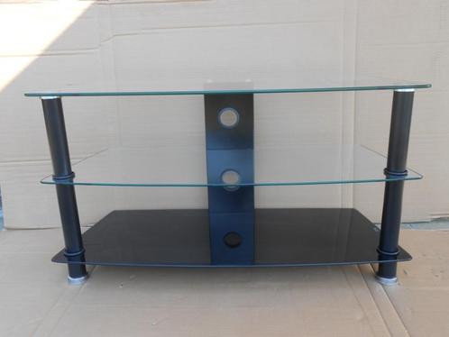glazen TV tafel, Huis en Inrichting, Tafels | Salontafels, Gebruikt, 50 tot 75 cm, Minder dan 50 cm, 100 tot 150 cm, Overige vormen