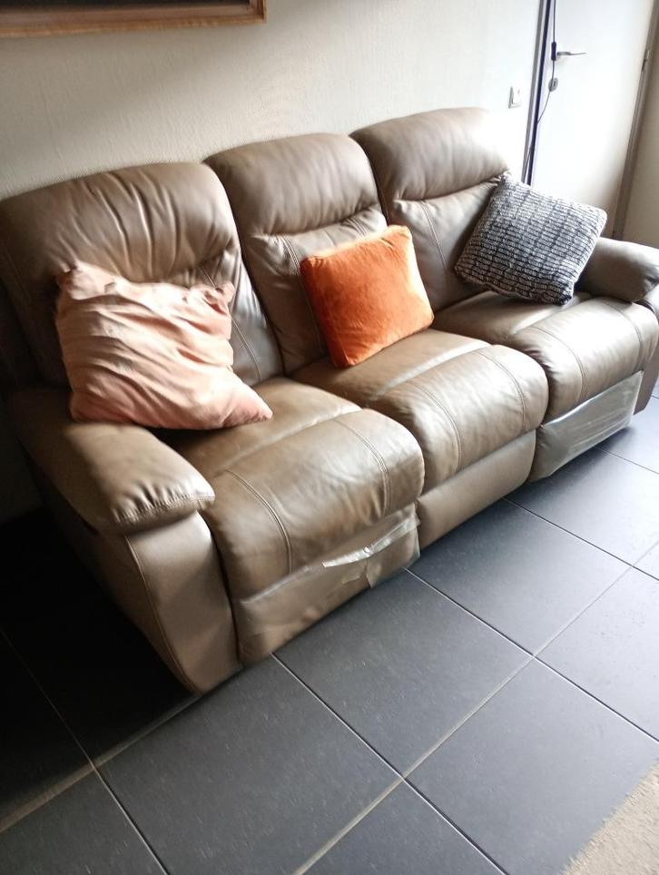 salon(leder), Huis en Inrichting, Zetels | Zetels, Gebruikt, Rechte bank, Leer, Ophalen