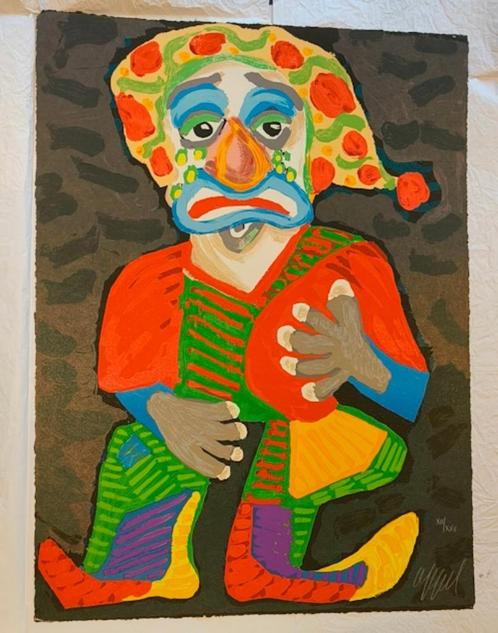 Karel Appel (1921-2006) - Kleurenhoutsnede circus Clown, Antiek en Kunst, Kunst | Litho's en Zeefdrukken, Ophalen of Verzenden