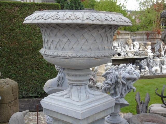 plantenbak of wasbak in blauwe steen, groot model, Ophalen, Zo goed als nieuw