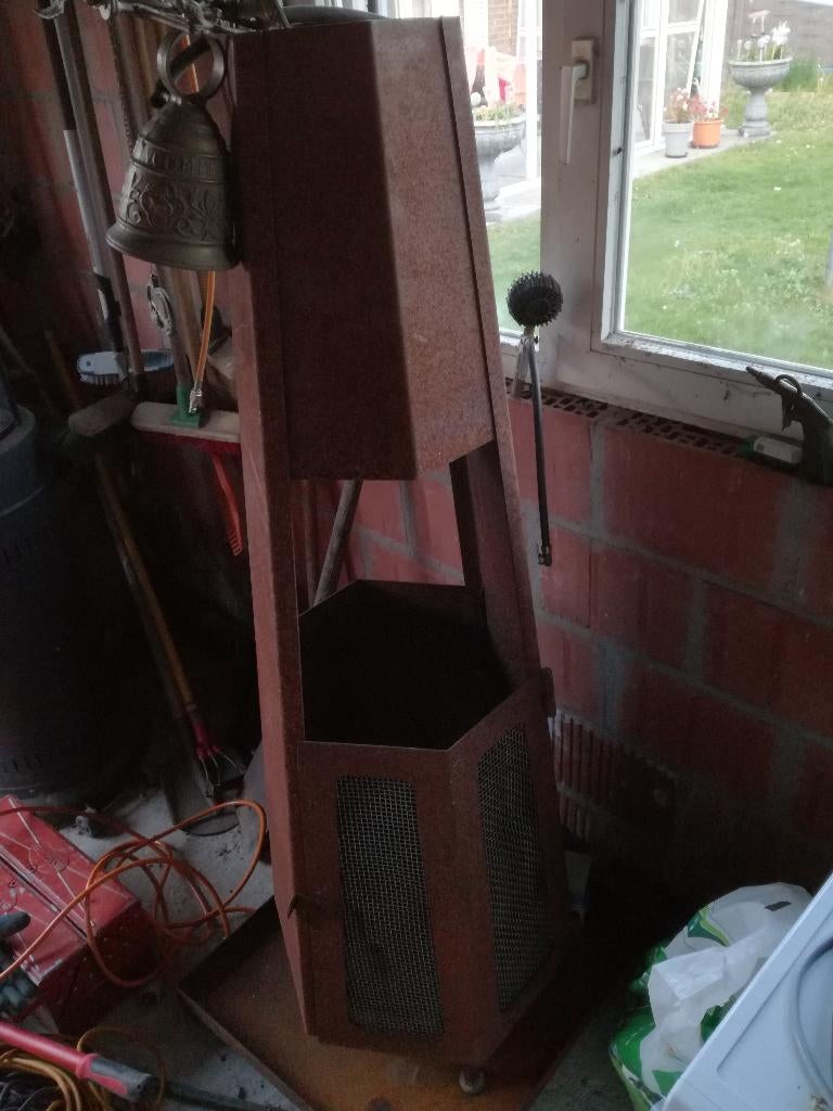 Vuurkorf/tuinhaard. Groot.Cortenstaal 3mm, verrijdbaar., Ophalen, Gebruikt, Vuurkorf