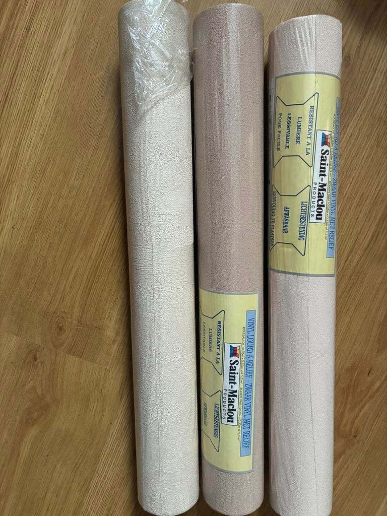 3 rollen NIEUW behangpapier verschillende kleuren, Enlèvement