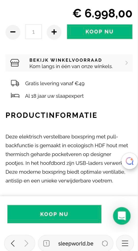 Lit Boxspring Technogel Perfect (nouveau prix de détail : 8, Neuf, Autres dimensions, Enlèvement ou Envoi, 210 cm