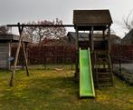 Gratis houten speelhuisje met glijbaan, schommel en zandbak, Ophalen, Gebruikt, Schommel