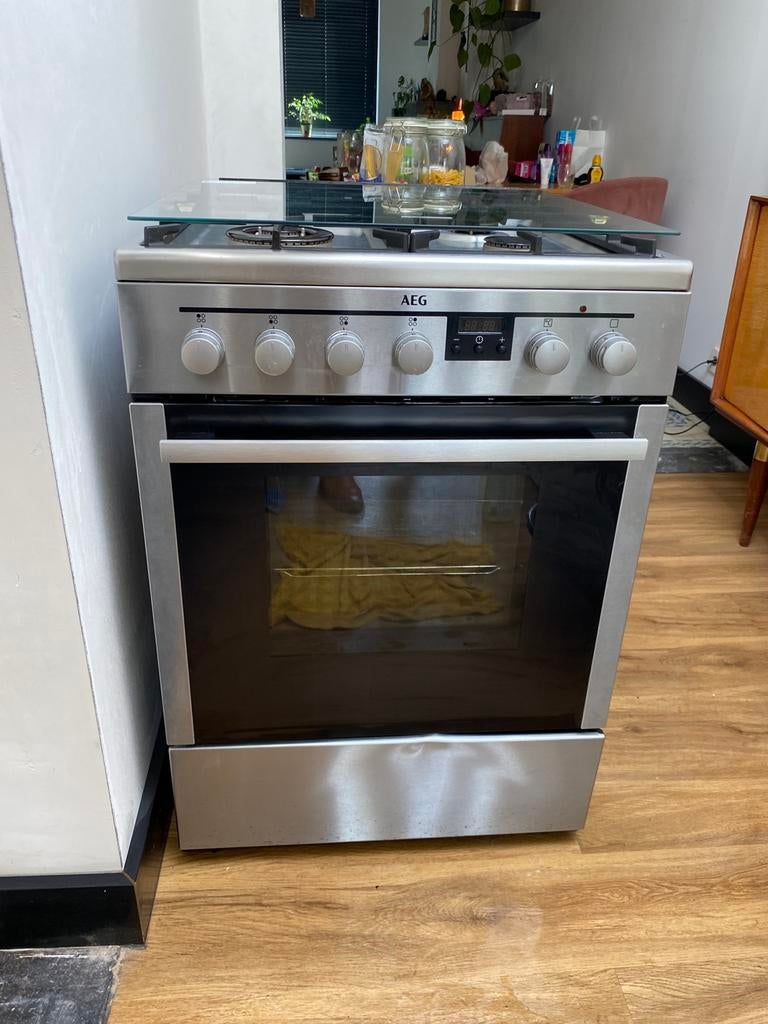 Gasfornuis met elektrische oven AEG, Elektronische apparatuur, Fornuizen, Ophalen, Gebruikt, Hete lucht, 60 cm of meer