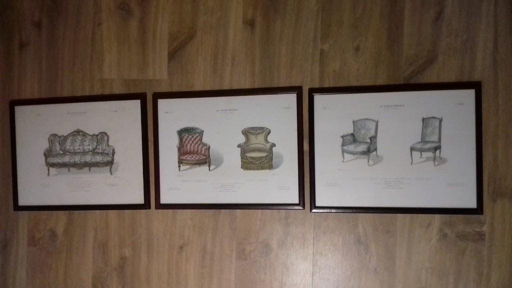 tekeningen fauteuils in kader, Moins de 50 cm, Enlèvement, Moins de 50 cm, Utilisé