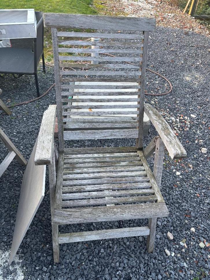 Tuinstoelen Teak (6), Jardin & Terrasse, Chaises de jardin, Utilisé, Bois de teck, Pliant, Enlèvement