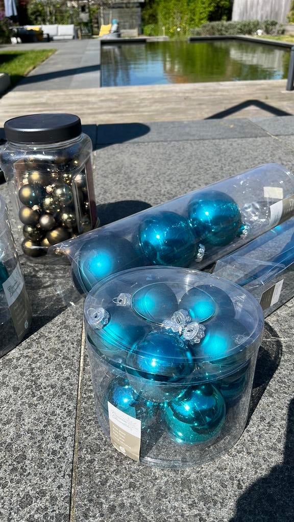 Kerstballen blauw en goud - glas, Diversen, Ophalen, Gebruikt