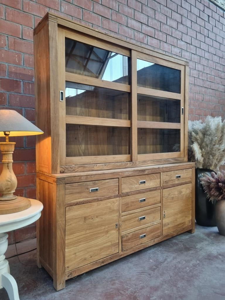 Teak buffetkast/vitrinekast art:41/26.1, Ophalen, 200 cm of meer, Teakhout, Teak