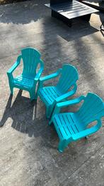 3 kinder tuinstoelen turquoise, Jardin & Terrasse, Chaises de jardin, Enlèvement, Comme neuf, Empilable