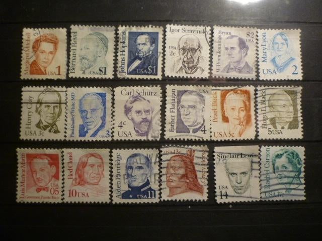 Lot USA Personen (32 Ex) Gestempeld/Oblitéré, Timbres & Monnaies, Timbres | Albums complets & Collections, Envoi