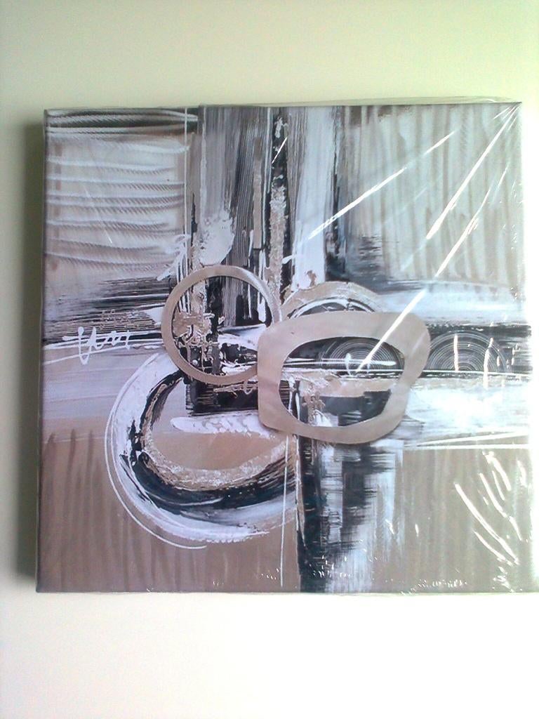 Tableau Toile déco carré abstrait gris 30 x 30 cm, Maison & Meubles, Enlèvement ou Envoi, Neuf, Gris, Tableau