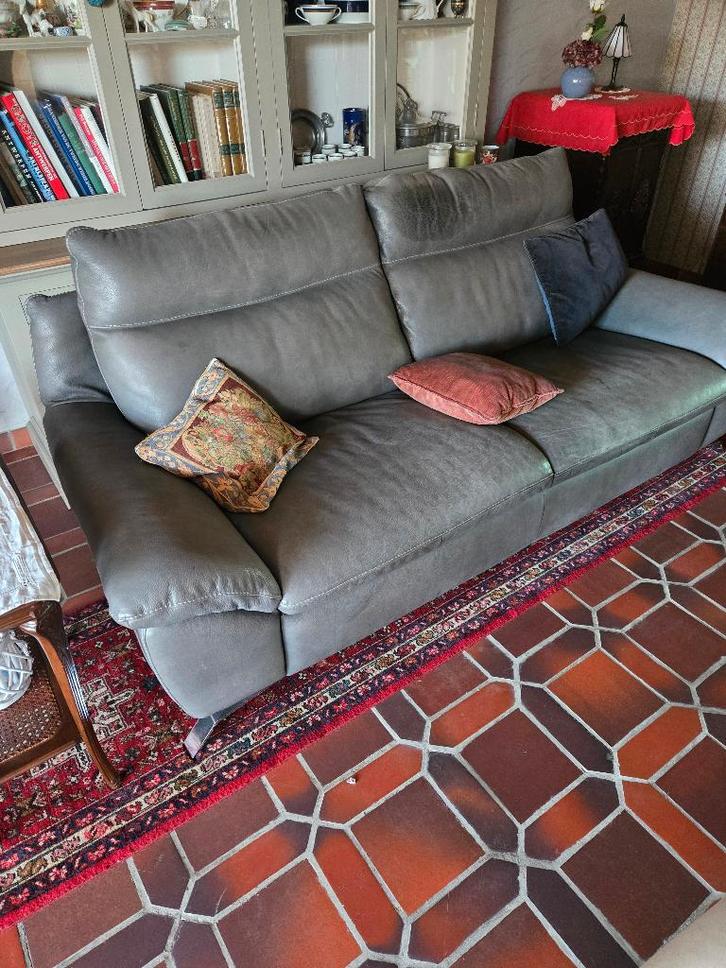 Lederen 3 persoons zitbank, Maison & Meubles, Fauteuils, Utilisé, Cuir, 125 cm ou plus, 100 à 125 cm, Enlèvement