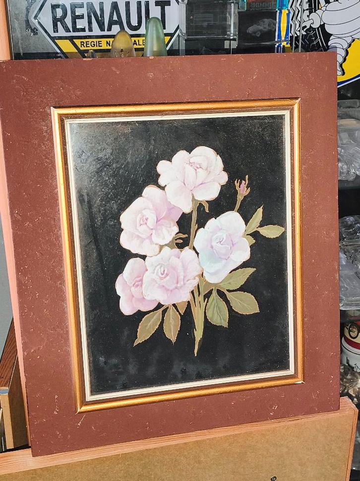 Aquarelle fleur signe Albert gregoire, Antiek en Kunst, Kunst | Schilderijen | Klassiek, Ophalen of Verzenden