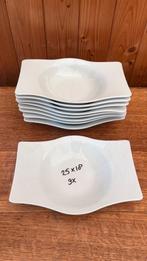 Güral Porselen diepe borden 25x18 – set van 9 stuks, Ophalen, Gebruikt, Bord(en), Effen