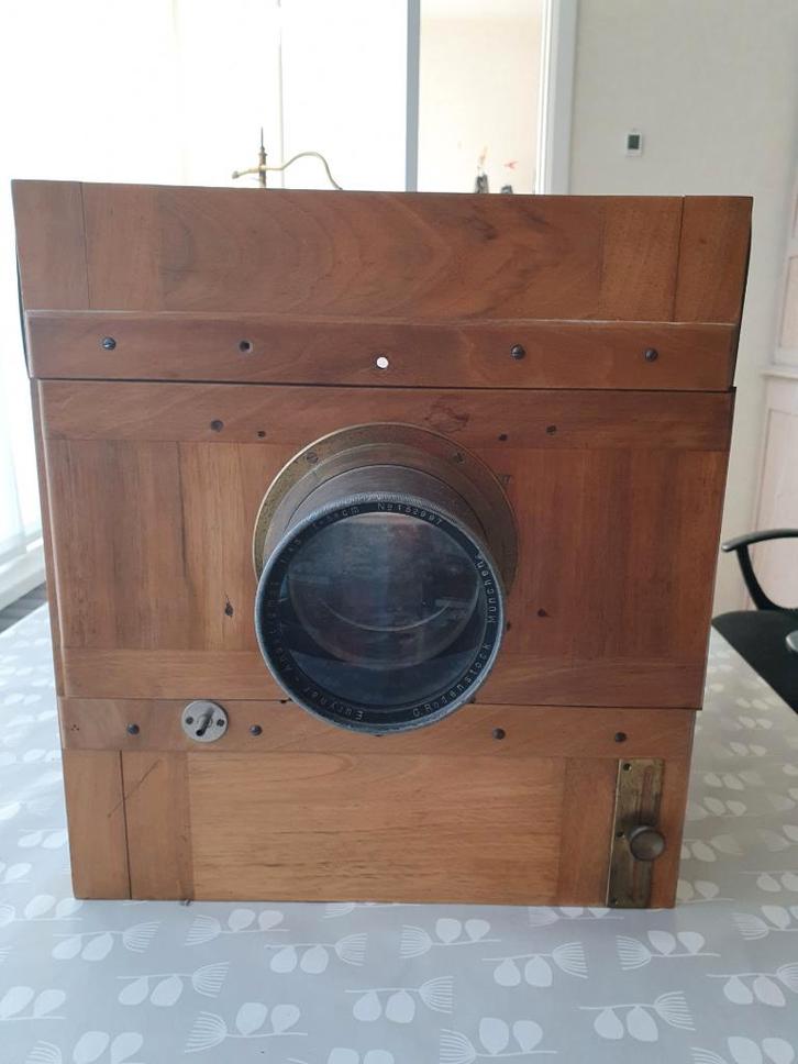 Antieke houten balgcamera met Rodenstock lens (ca. 1910), Verzamelen, Foto-apparatuur en Filmapparatuur, Fototoestel, Voor 1940