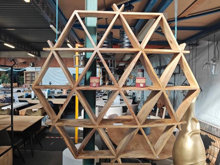 Zeshoekig wandrek mangohout (outlet), Huis en Inrichting, Woonaccessoires | Wandplanken en Boekenplanken, Nieuw, Ophalen