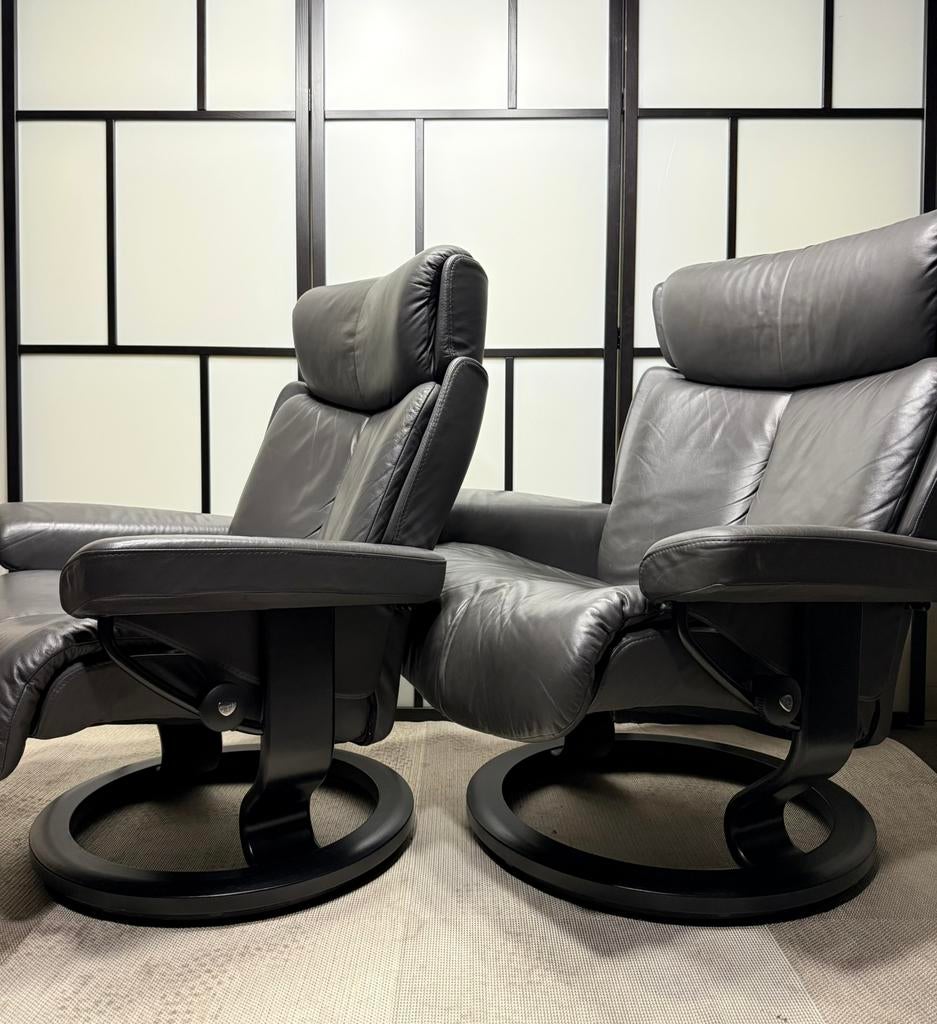 Fauteuil Relax de Stressless avec repose-pieds, Maison & Meubles, Fauteuils, Comme neuf, Bois, Cuir, Métal, 50 à 75 cm, 75 à 100 cm