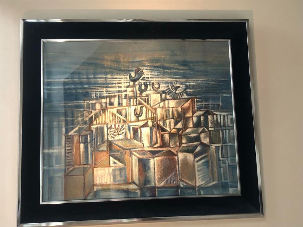 Tableau pastel du peintre liégeois Alain Denis, Enlèvement