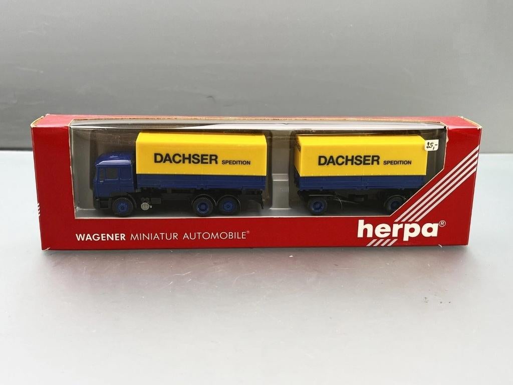 1:87 Herpa 140560 MAN Lkw Dachser truck & trailer, Ophalen of Verzenden, Zo goed als nieuw, Bus of Vrachtwagen, Herpa