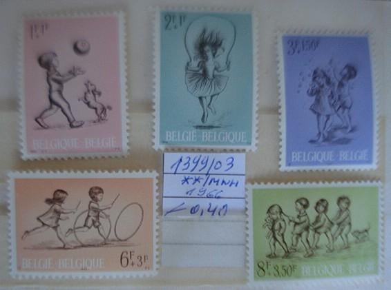 Belgique n  1399/403 **/mnh, Non oblitéré, Enfants, Sans enveloppe, Gomme originale
