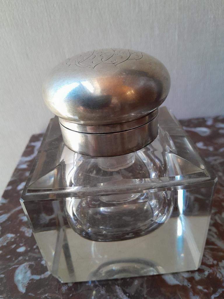 Encrier cristal argent 800 voir les 5 photos, Enlèvement ou Envoi