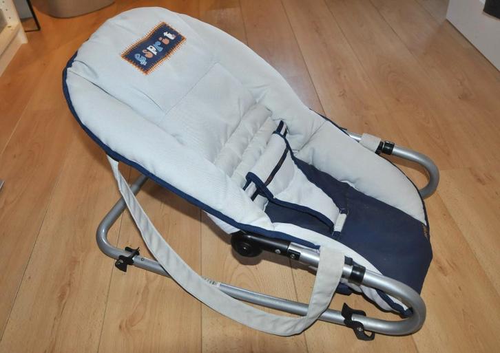 Relax bébé Esprit crème et bleu marine, Kinderen en Baby's, Wipstoeltjes, Gebruikt, Schommelstoel, Overige merken, Met gordel(s) of riempje(s)